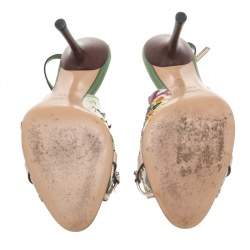 مملوكة مسبقًا Gucci Multicolor Floral Print Canvas Horsebit Embellished Slingback Sandals Size 41