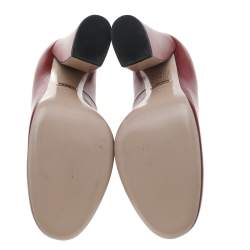 مملوكة مسبقًا Gucci Red Leather Willow Faux Pearl Embellished Block Heel Pumps Size 38