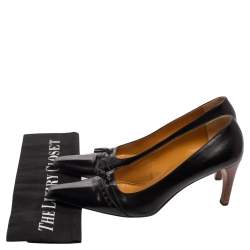 Pre Owned Gucci Black Leather Pointed Toe Pumps Size 39