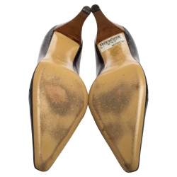 Pre Owned Gucci Black Leather Pointed Toe Pumps Size 39