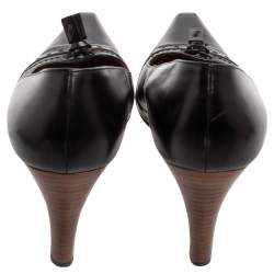 Pre Owned Gucci Black Leather Pointed Toe Pumps Size 39