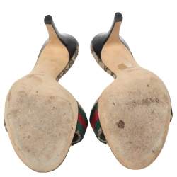 Pre Owned Gucci Beige Canvas Guccissima Web Detail Hysteria Slides Size 40