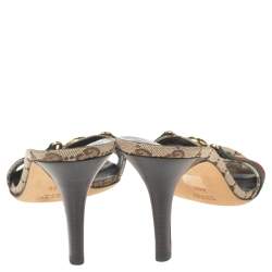 Pre Owned Gucci Beige Canvas Guccissima Web Detail Hysteria Slides Size 40