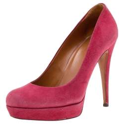 Gucci Red Suede Round Toe Platform Pumps Size 38