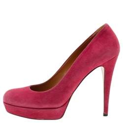 Gucci Red Suede Round Toe Platform Pumps Size 38