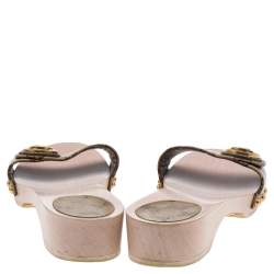 Gucci Brown GG Crystal Canvas Hysteria Wooden Slide Sandals Size 36