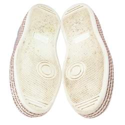 Gucci Silver Quilted Leather Bee Web Ace Crystal Embellished Platform Sneakers Size 36.5