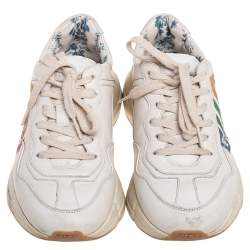 Pre Owned حذاء رياضي غوتشي ريتون جلد كريمي بالشعار مقاس 36.5