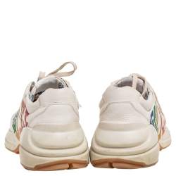 Pre Owned حذاء رياضي غوتشي ريتون جلد كريمي بالشعار مقاس 36.5