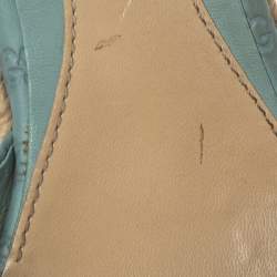 مملوكة مسبقًا Gucci Blue Leather Platform Ankle Strap Wedge Espadrille Sandals Size 38