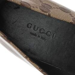 مملوكة مسبقًا حذاء كعب عالي غوتشي كانفاس جي جي كريستال بني/بيج مزين فيونكة مقاس 38