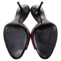 Pre Owned Gucci Burgundy GG Leather  Mule Slide Sandals Size 37.5