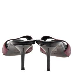 Pre Owned Gucci Burgundy GG Leather  Mule Slide Sandals Size 37.5