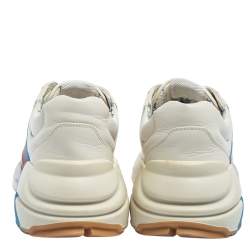 Pre Owned حذاء رياضي غوتشي ويب ريتون غليتر جلد كريمي عنق منخفض مقاس 38.5