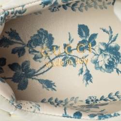 Pre Owned حذاء رياضي غوتشي ويب ريتون غليتر جلد كريمي عنق منخفض مقاس 38.5