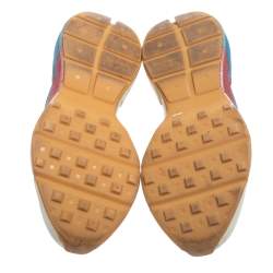 Pre Owned حذاء رياضي غوتشي ويب ريتون غليتر جلد كريمي عنق منخفض مقاس 38.5