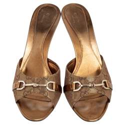 مملوكة مسبقًا صند ل سلايد عوتشي قماش لوريكس GG ذهبي هورسبيت مقاس 40