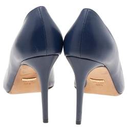 مملوكة مسبقًا حذاء كعب عالي غوتشي جلد أزرق مقدمة مدببة مقاس 39.5