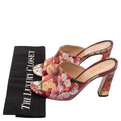 Gucci Multicolor Bloom Print Leather Slide Sandals Size 36