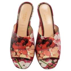 Gucci Multicolor Bloom Print Leather Slide Sandals Size 36