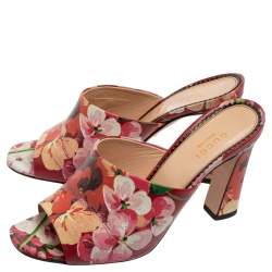 Gucci Multicolor Bloom Print Leather Slide Sandals Size 36