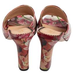 Gucci Multicolor Bloom Print Leather Slide Sandals Size 36