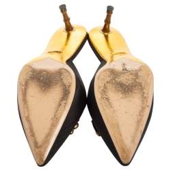 Pre Owned صندل مولز غوتشي يونيا مزخرف شعار كريستال جي جي كانفاس أسود مقاس 40