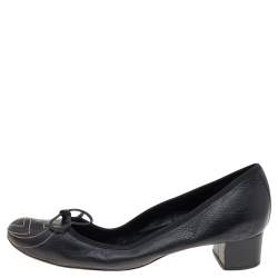 Gucci Black Leather Block Heel Pumps Size 37