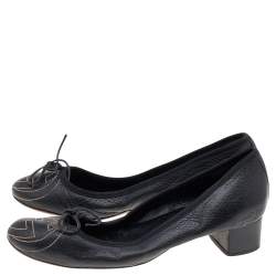 Gucci Black Leather Block Heel Pumps Size 37