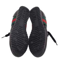 Gucci Black Guccissima Leather Web Detail Low Top Sneakers Size 37