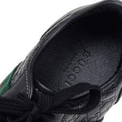 Gucci Black Guccissima Leather Web Detail Low Top Sneakers Size 37