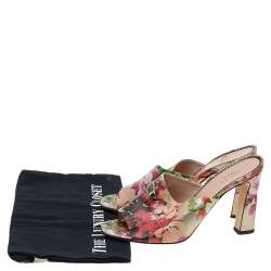 Pre Owned Gucci Multicolor Bloom Print Leather Slide Sandals Size 39