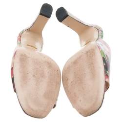 Pre Owned Gucci Multicolor Bloom Print Leather Slide Sandals Size 39