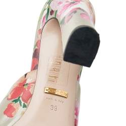 Pre Owned Gucci Multicolor Bloom Print Leather Slide Sandals Size 39