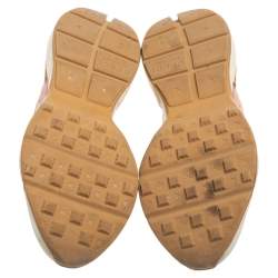 Pre Owned Gucci Beige Leather Disney Mickey Mouse Print Rhyton Sneakers Size 38