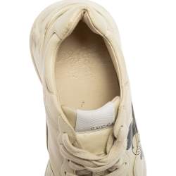 Pre Owned Gucci Beige Leather Disney Mickey Mouse Print Rhyton Sneakers Size 38