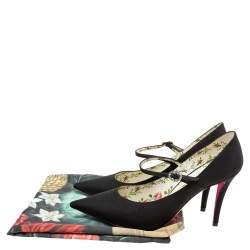 Pre Owned Gucci Black Nylon Virginia Mary Jane Pointed Toe Pumps Size 38
