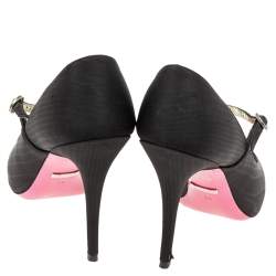 Pre Owned Gucci Black Nylon Virginia Mary Jane Pointed Toe Pumps Size 38