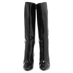 Pre Owned Gucci Black Patent Leather Knee Length Boots Size 41