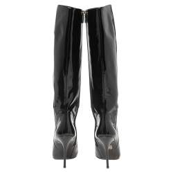 Pre Owned Gucci Black Patent Leather Knee Length Boots Size 41