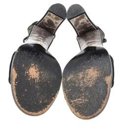 مملوكة مسبقًا Gucci Black Satin Ankle Strap Sandals Size 37