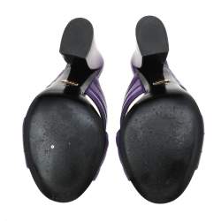 Pre Owned صندل سلايد غوتشي ويبي جلد بنفسجي مبطن مقاس 39