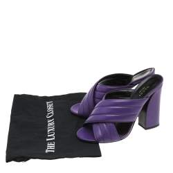 Pre Owned صندل سلايد غوتشي ويبي جلد بنفسجي مبطن مقاس 39