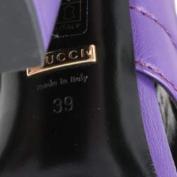 Pre Owned صندل سلايد غوتشي ويبي جلد بنفسجي مبطن مقاس 39
