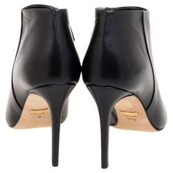 Pre Owned Gucci Black Leather Pointed-Toe Ankle Booties Size 37.5