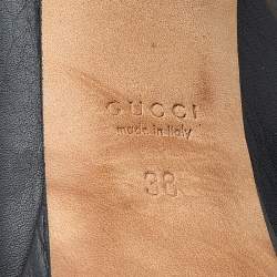 Pre Owned حذاء بوت طول ركبة غوتشي جلد غوتشيسيما أسود مقاس 38