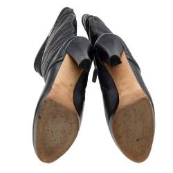 Pre Owned حذاء بوت طول ركبة غوتشي جلد غوتشيسيما أسود مقاس 38