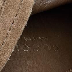 Pre Owned Gucci Beige Suede Wedge Knee Length Boots Size 38