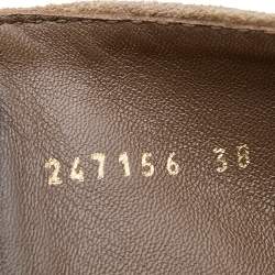 Pre Owned Gucci Beige Suede Wedge Knee Length Boots Size 38