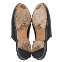 Pre Owned حذاء مولز غوتشي هورسبيت برنستاون جلد أسود مقاس 36